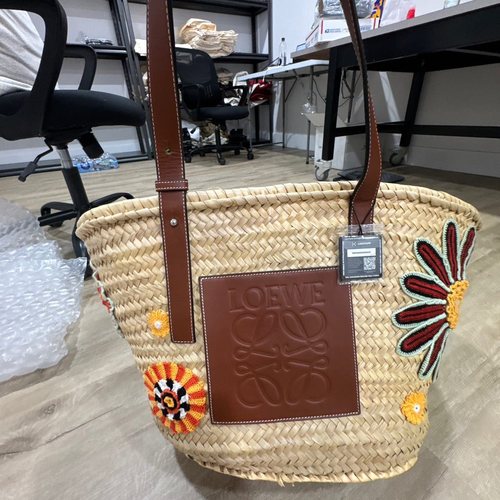 Loewe Raffia Basket Tote Bag