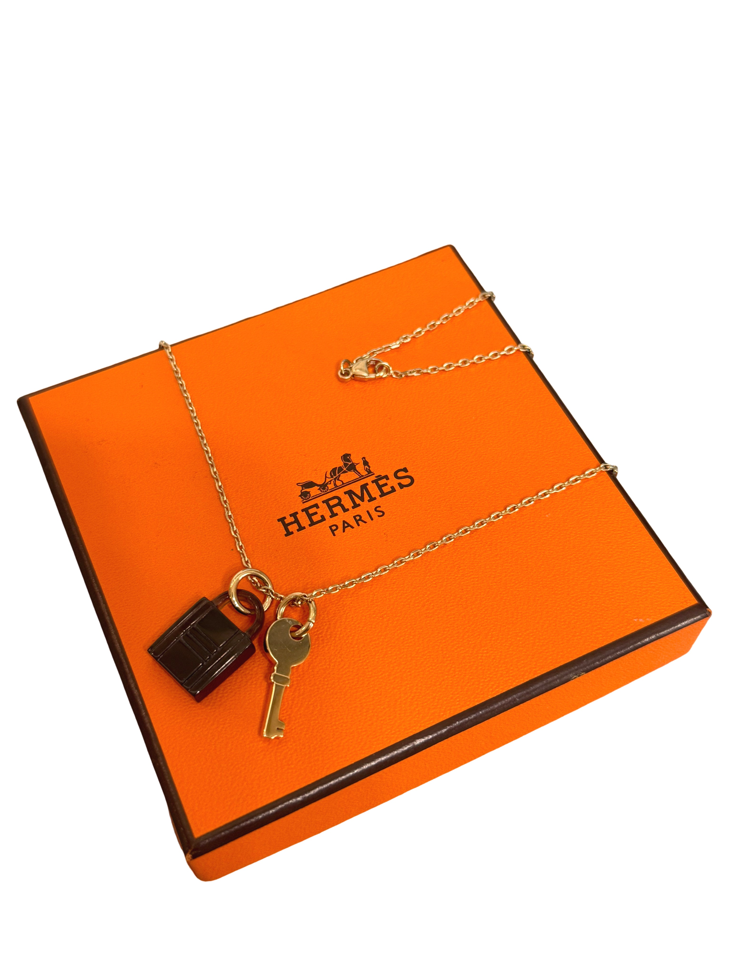 Hermès Metal Kelly Padlock & Key Pendant Necklace