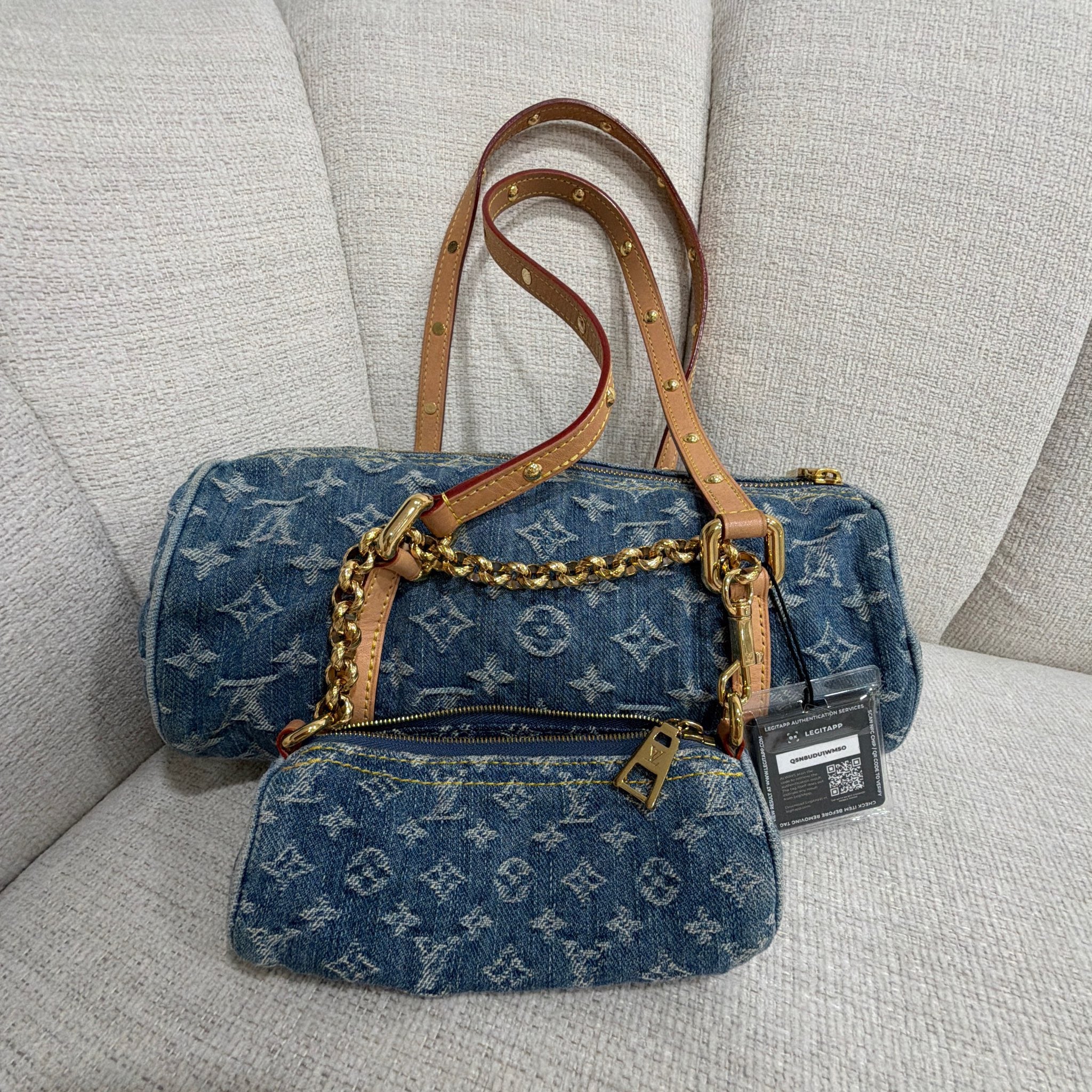 Louis Vuitton Monogram Denim Papillon Remix Handbag
