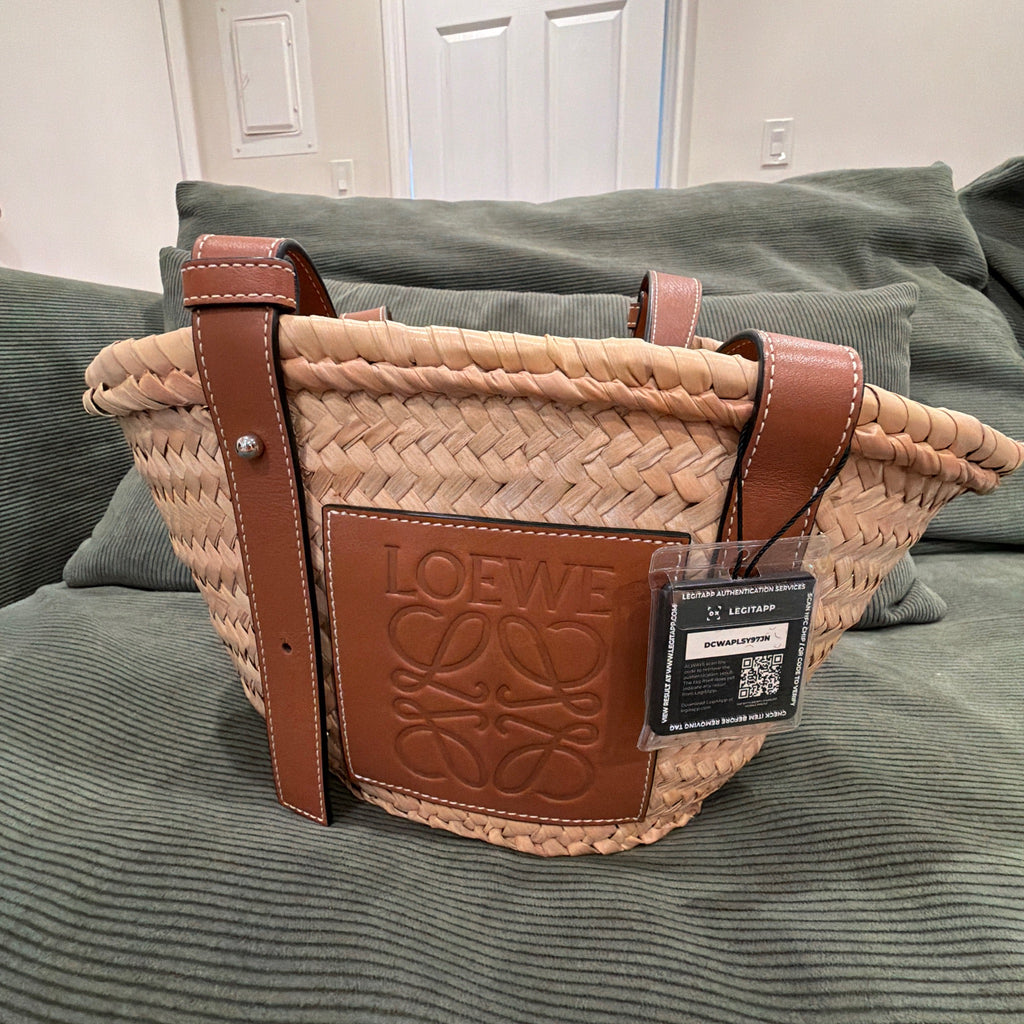 Loewe Raffia Small Basket Tote Bag