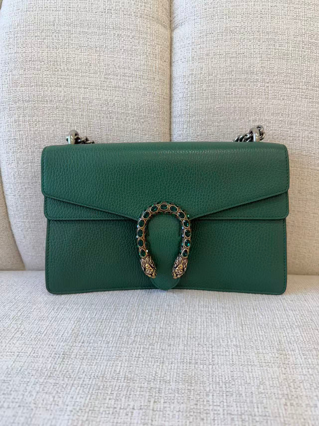 Gucci Grainy Leather Dionysus Crystal Embellished Shoulder Bag