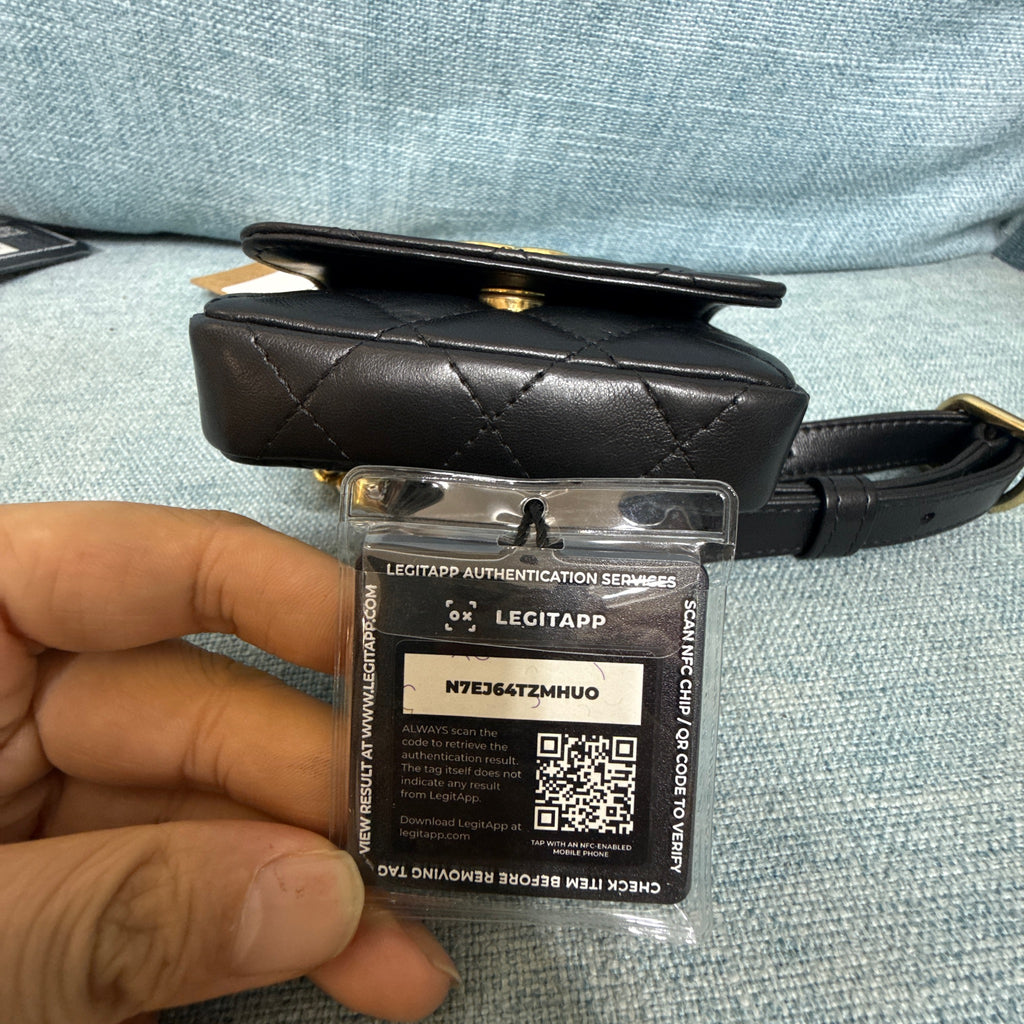 Chanel Lambskin Quilted CC Mini Flap Chain Waist Bag