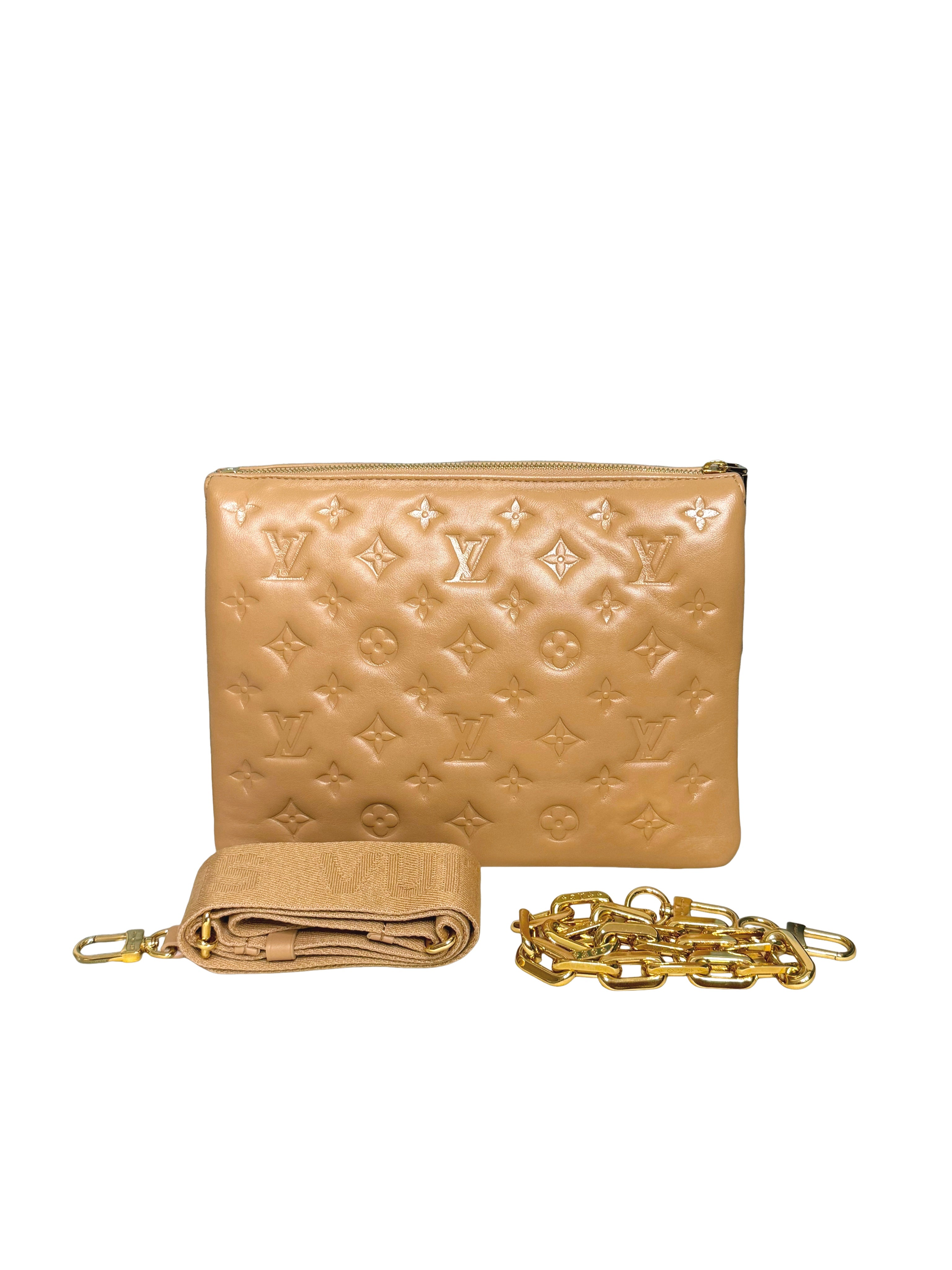 Louis Vuitton Monogram‑Embossed Lambskin Coussin Bag