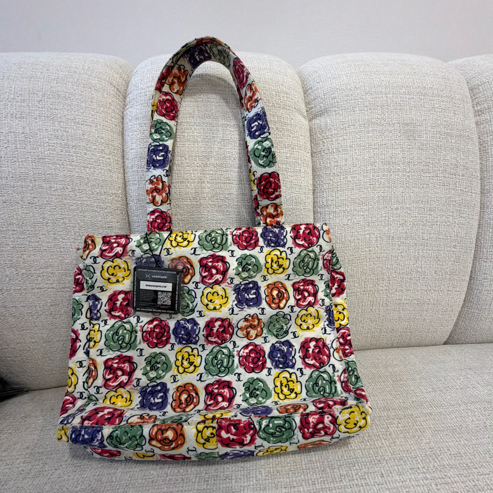 Chanel Multicolor Camellia Print Canvas Shopping Tote Bag
