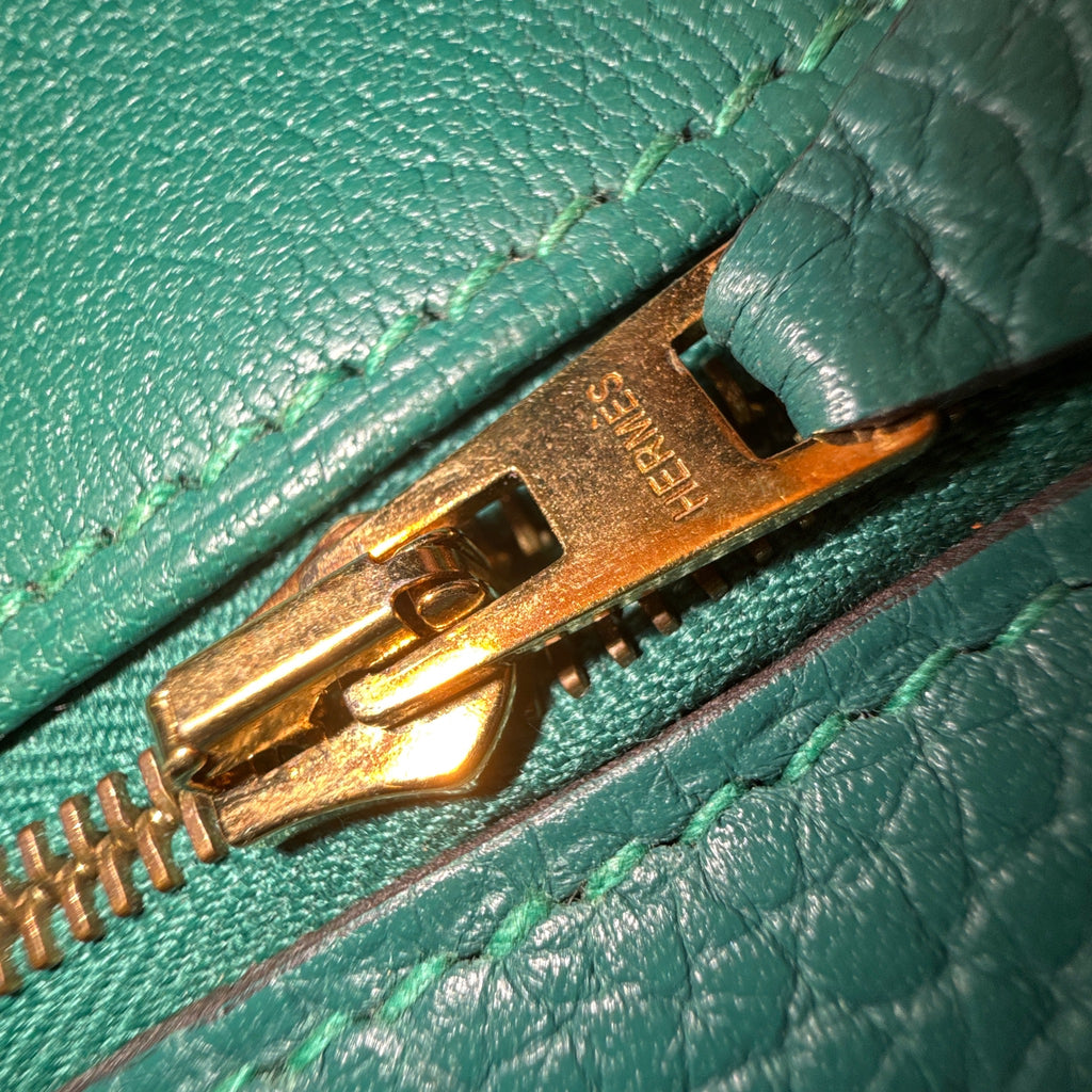 Hermès Kelly 28 Handbag Taurillon Clemence Leather Malachite